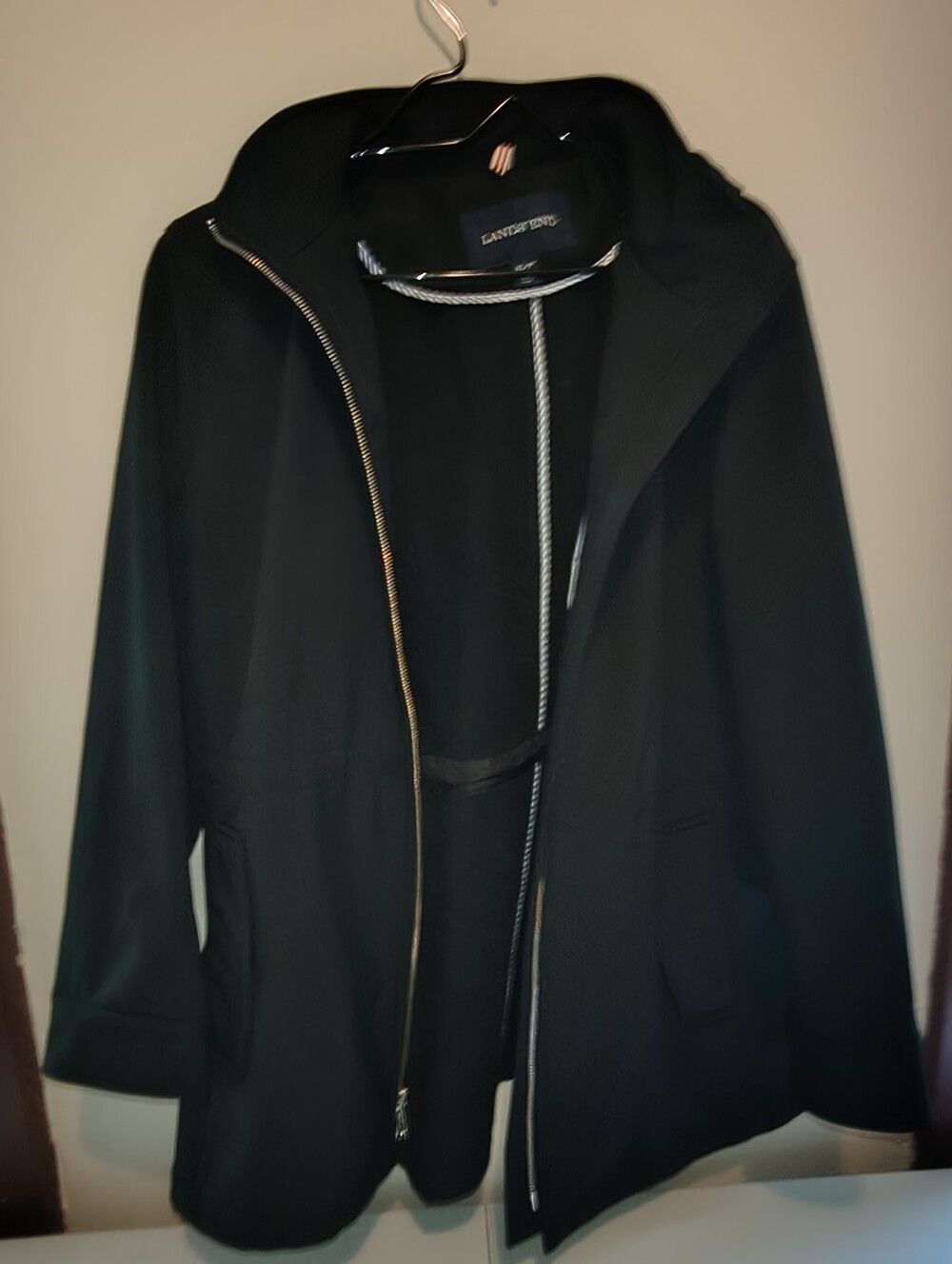 Lands' End Black Lightweight Hooded Zip Jacket